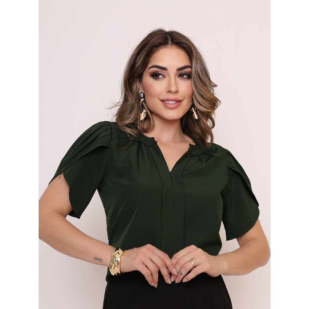 Blusa Fátima – Manga Pétala com Decote em V