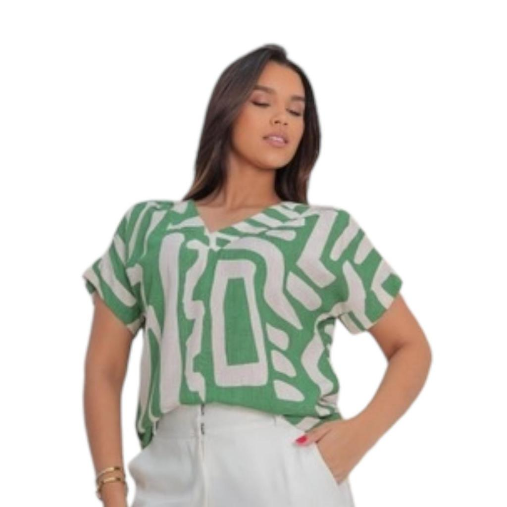 Blusa Marlene – Decote em V em Viscolinho