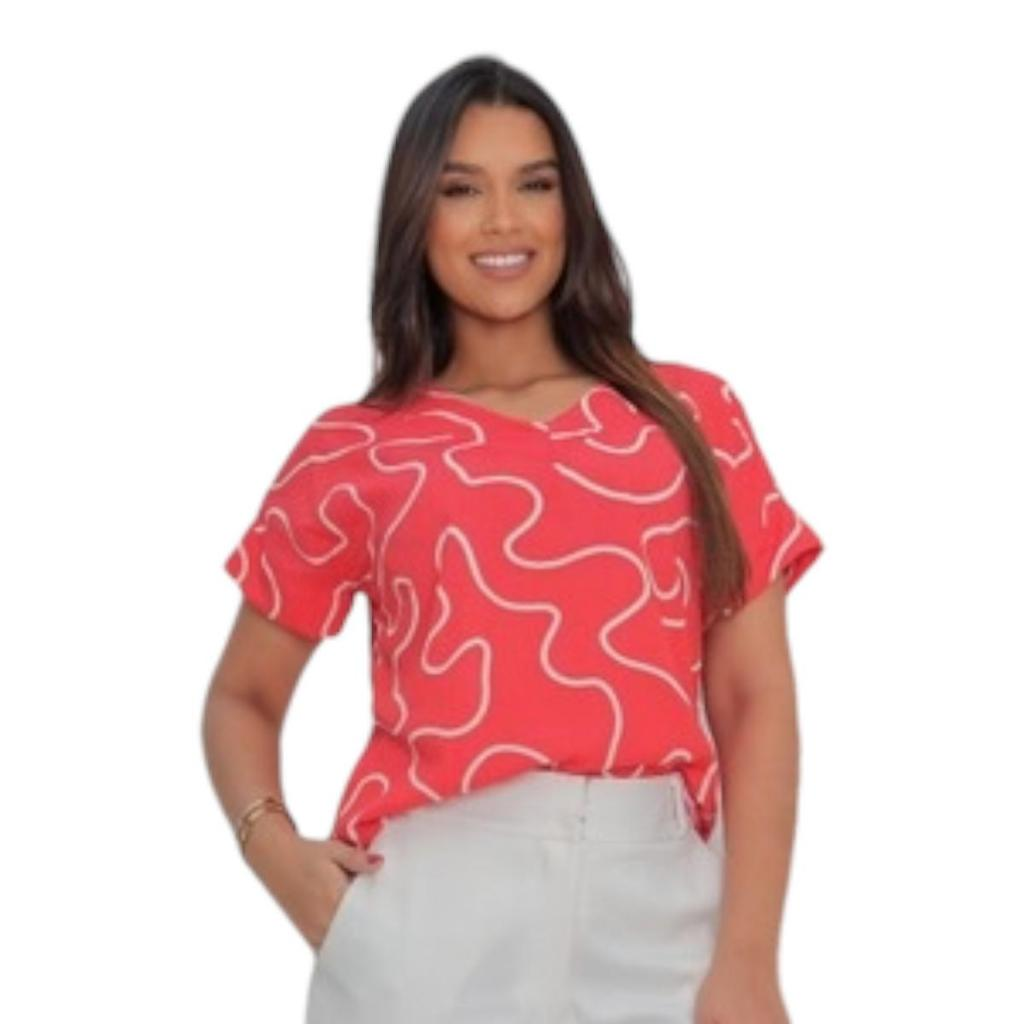 Blusa Marlene – Decote em V em Viscolinho