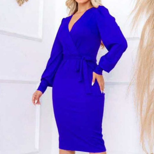 Vestido Alícia Midi Manga Longa Bufante Decote Transpassado Amamentação Inverno