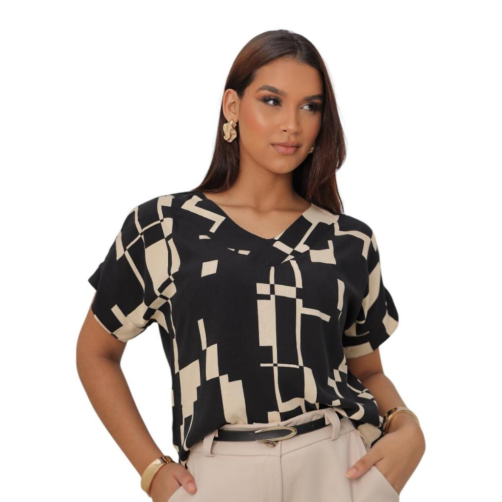 Blusa Marlene – Decote em V em Viscolinho