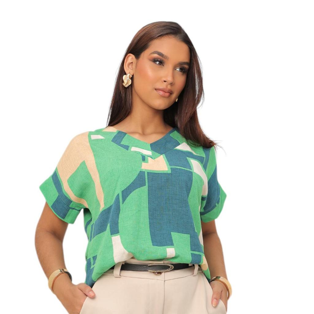 Blusa Marlene – Decote em V em Viscolinho
