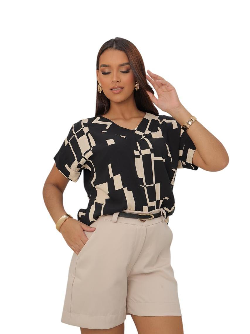Blusa Marlene – Decote em V em Viscolinho
