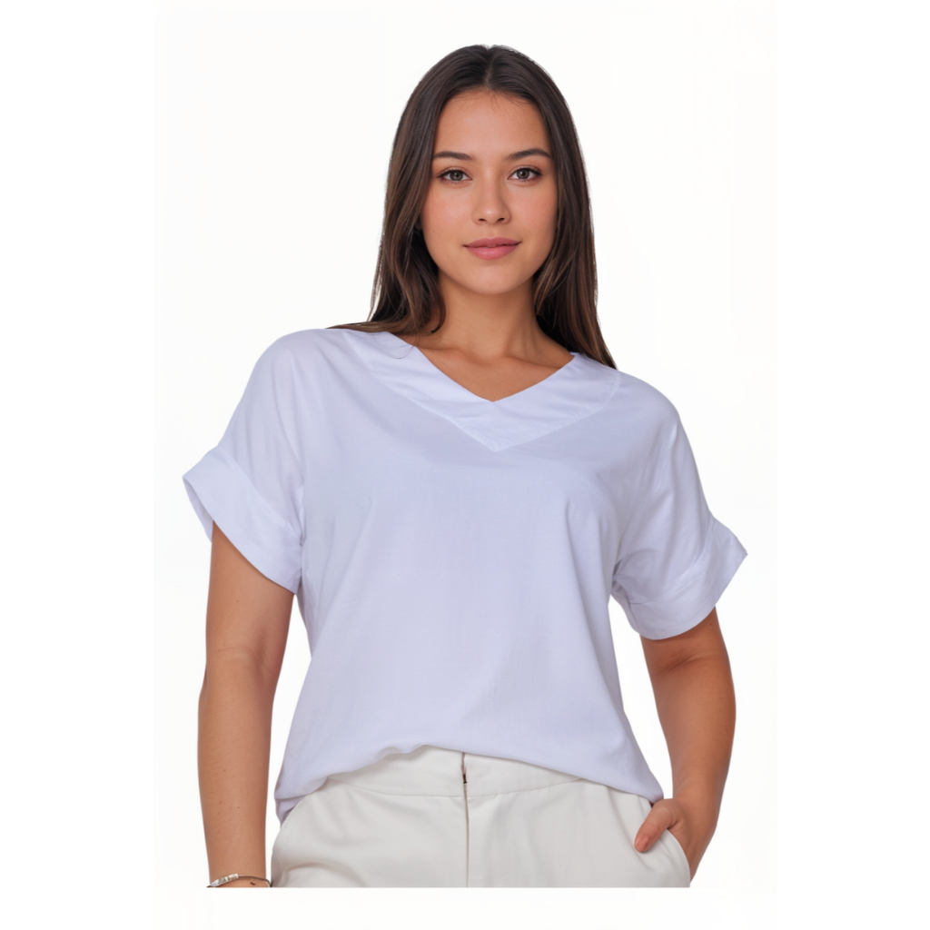 Blusa Marlene – Decote em V em Viscolinho