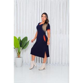 Vestido Isabela Midi Casual Manga Curta Bolso Lateral