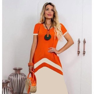 Vestido Isabela Midi Casual Manga Curta Bolso Lateral
