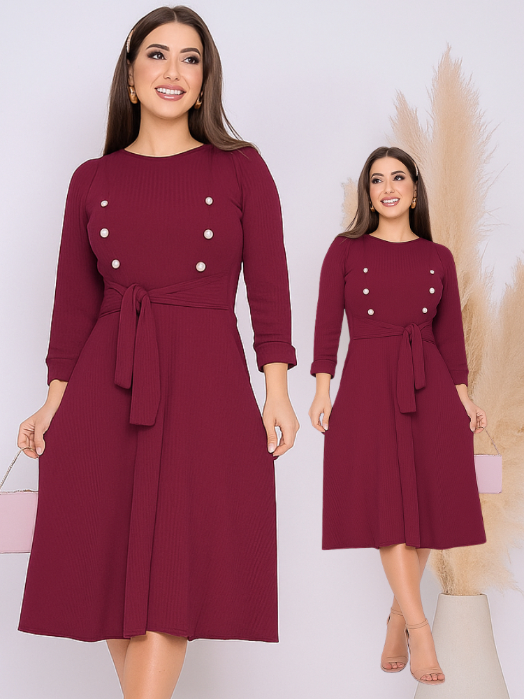 Vestido Bruna Mídi Godê Manga 3/4 Moda Evangélica